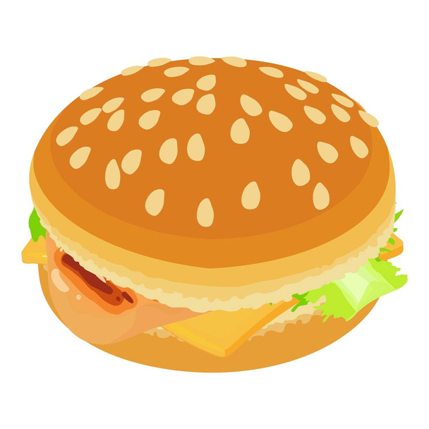Classic cheeseburger icon, isometric style - Διάνυσμα, εικόνα
