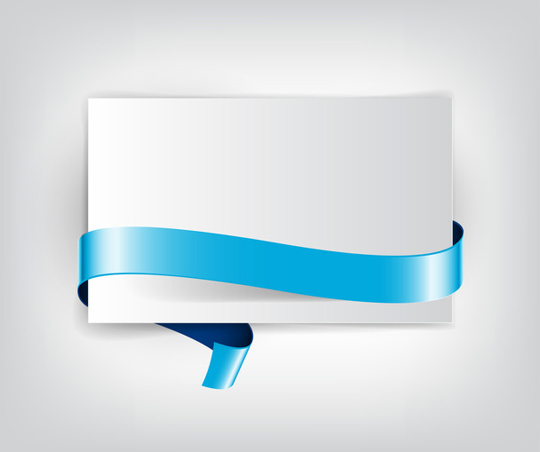 Vector sheet of paper with blue decorative ribbon - Vetor, Imagem