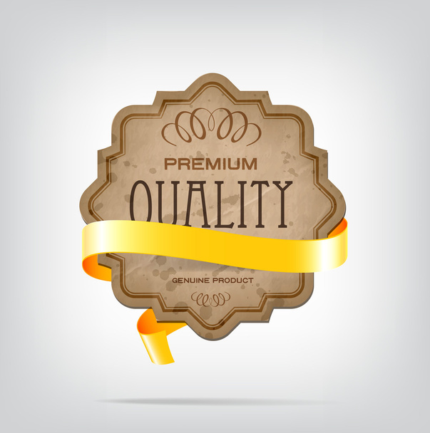 Vector vintage style die cut cardboard banner with yellow decorative ribbon - Vecteur, image