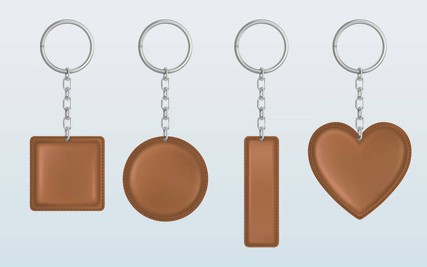 Llavero de cuero marrón vectorial, soporte para llave
 - Vector, imagen