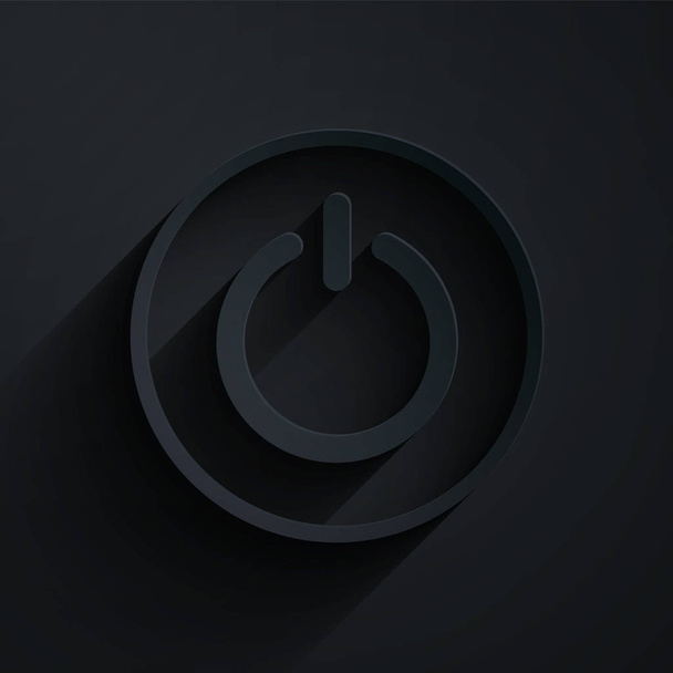 Einschaltknopfsymbol isoliert auf schwarzem Hintergrund. Startschild. Papierkunst. Vektorillustration - Vektor, Bild