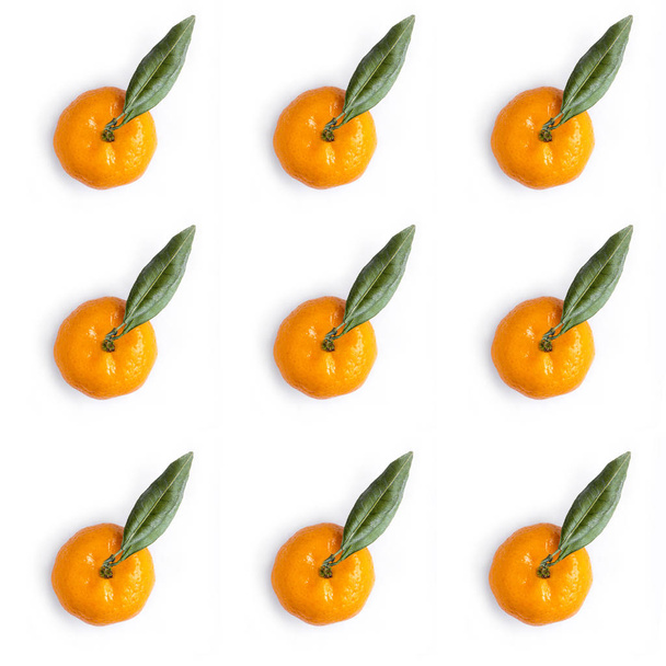 collage of tasty tropical tangerines isolated on white background - Photo, image
