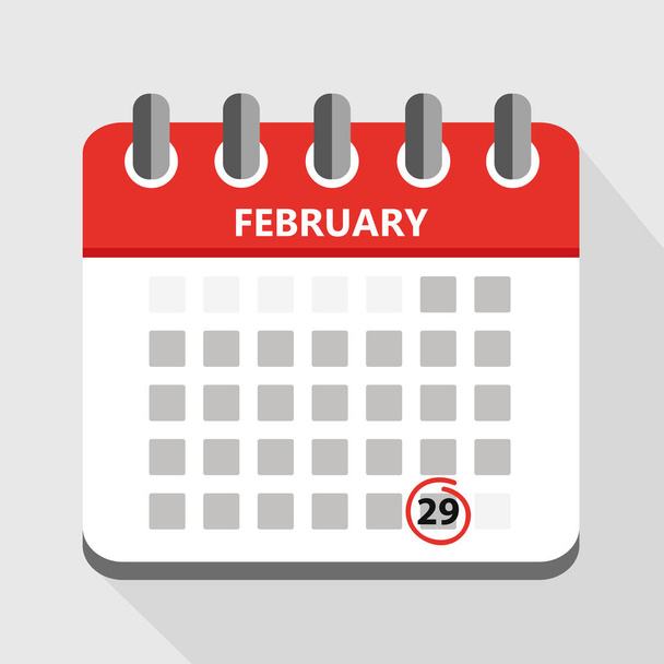 29 february in the leap year calendar - Vector, Image