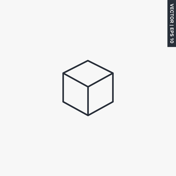 Isometrische kubus, lineair stijlteken voor mobiel concept en webdesign. Symbool, logo illustratie. Pixel perfecte vectorafbeeldingen - Vector, afbeelding