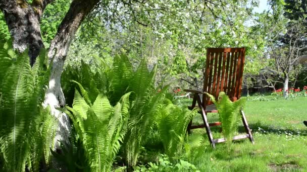 Tired gardener sit chair - Footage, Video