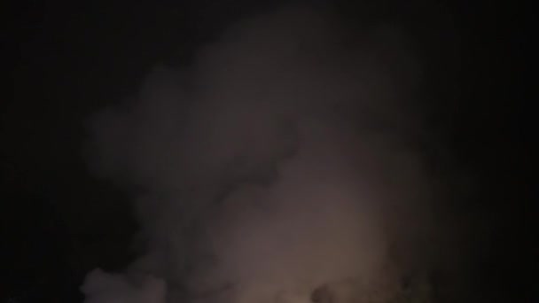 Brand van een auto op straat man probeert een brand te blussen met brandblusser, maar volledig verbrand interieur - Video