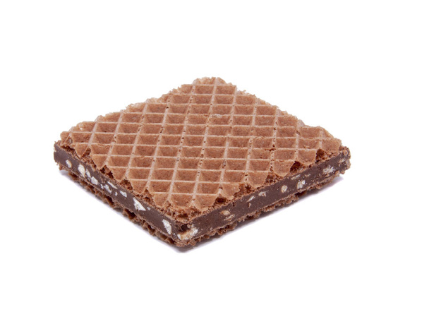 square waffle with chocolate snack isolated on the white - Photo, Image