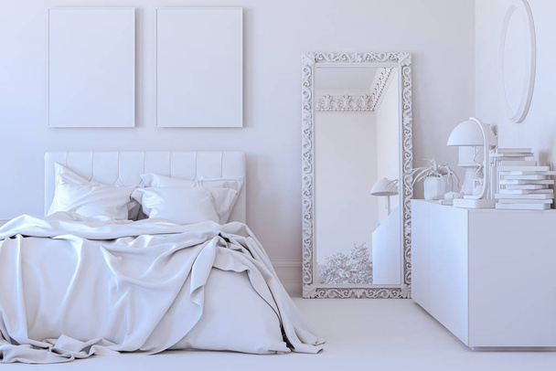 3d render of beautiful bedroom interior - Zdjęcie, obraz