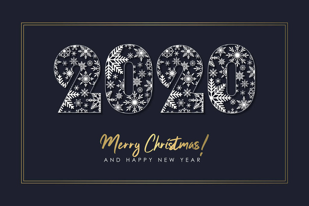 Nieuwjaar en Kerst illustratie met 2020 nummer - Vector, afbeelding