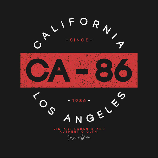 California, diseño de camisetas de Los Ángeles. Impresión de ropa atlética, gráficos tipográficos para camiseta con grunge. Ilustración vectorial
. - Vector, Imagen