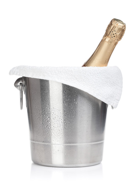 Champagne bottle in ice bucket - Photo, Image