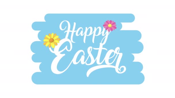 boldog húsvéti animációs kártya betűkkel és virágokkal - Felvétel, videó