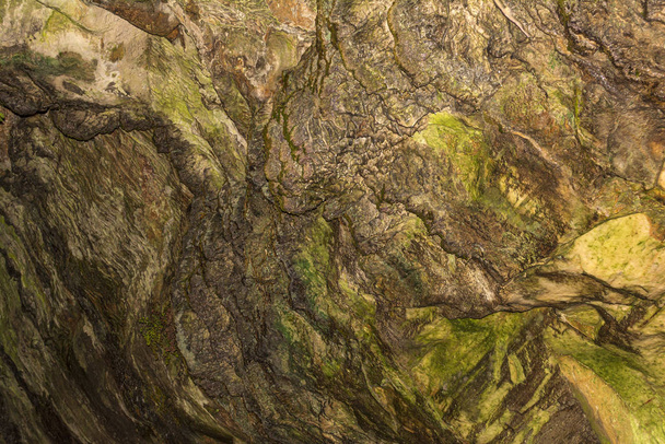 Слаймі, мокрі скелі в печері Девеліс в Пентелі. Афіни. Греція. - Фото, зображення