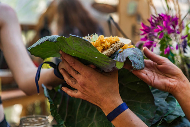 Comida saludable al aire libre en el festival de la tierra
 - Foto, Imagen