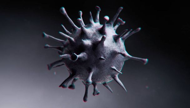 Микроскопический взгляд на клетки вируса гриппа. 3D медицинская иллюстрация - Фото, изображение