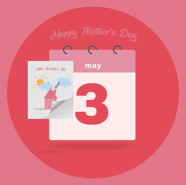 Vector illustration. Day calendar with date May 3. Happy Mother's day concept. - Vector, imagen