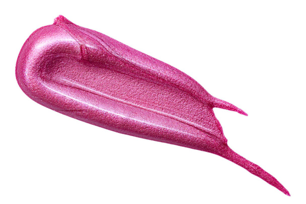 Lip gloss δείγμα απομονωμένα σε λευκό. Λερωμένο ροζ lipgloss. - Φωτογραφία, εικόνα