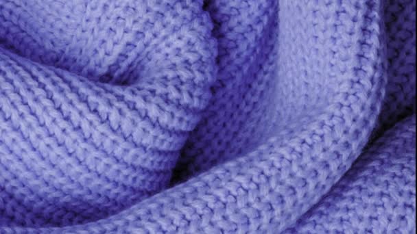 close up blue knitted wool texture, background - Footage, Video