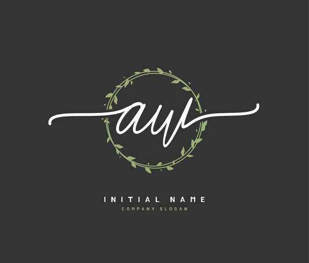 A W AW Beauty vector initial logo, handwriting logo of initial signature, wedding, fashion, jewerly, boutique, floral and botanical with creative template for any company or business. - Vektor, obrázek