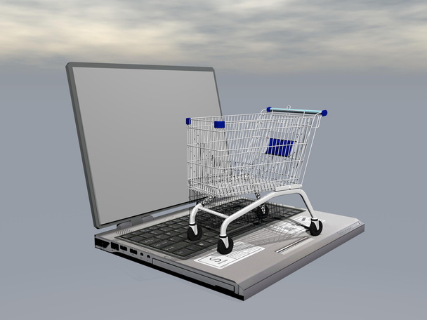 E-shopping - 3D render - Foto, Imagen