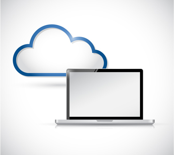 laptop and border storage cloud. illustration - Foto, afbeelding
