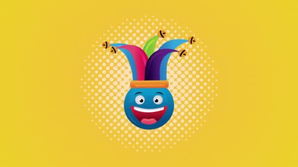 happy fools day card with crazy emoji and buffoon hat - Filmmaterial, Video