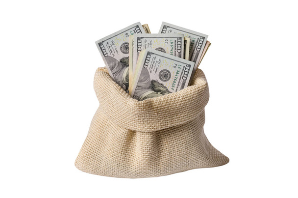 dólar en bolsa aislado en blanco
 - Foto, imagen