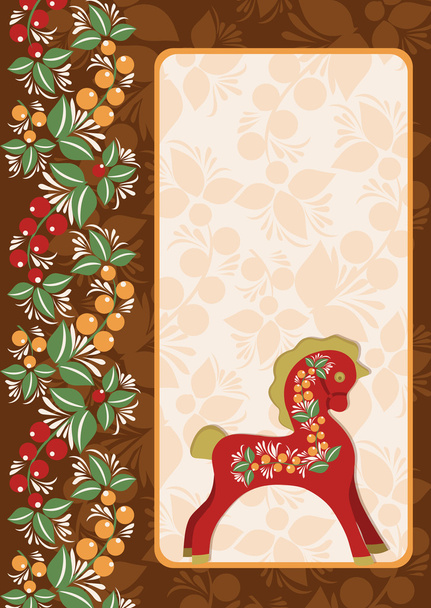 Horse with folk ornament 1 - Vector, Image