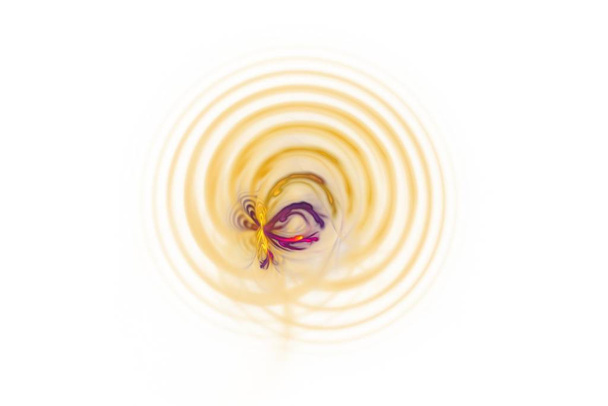Abstrakter roter Hintergrund mit gelb-goldenen Spiralen - Foto, Bild