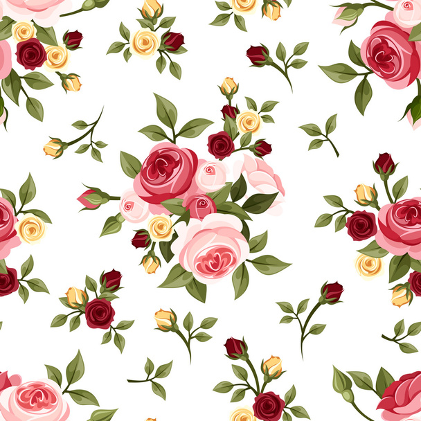 Vintage seamless pattern with roses. Vector illustration. - Vector, imagen