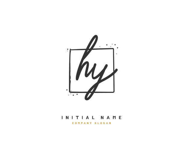 H Y Y Hy Beautyベクトル初期ロゴ,最初の署名の手書きのロゴ,結婚式,ファッション,ジュエリー,ブティック,任意の会社やビジネスのための創造的なテンプレートを持つ花や植物. - ベクター画像