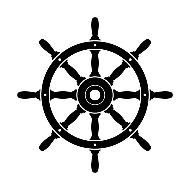 Icono de vector de timón negro sobre fondo blanco
 - Vector, Imagen