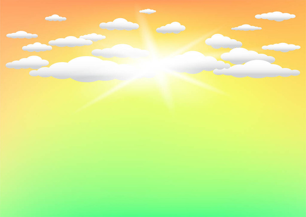 πορτοκαλί και πράσινο φόντο πρότυπο ουρανό - Διάνυσμα, εικόνα
