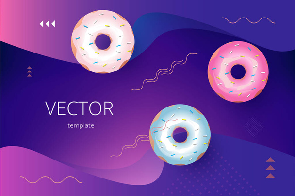 abstract dark vector template with flowing lines and tasty donuts - Vector, Imagen