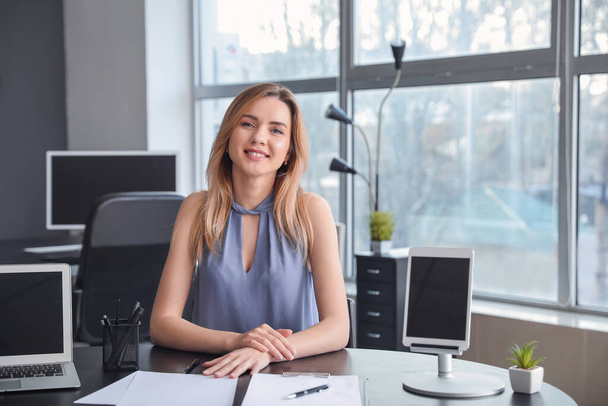 Young woman during job interview in office - Foto, Imagen