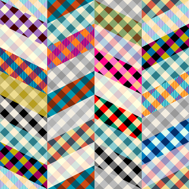 Seamless background pattern. Textile patchwork of plaid patterns. Vector image - Vector, Image