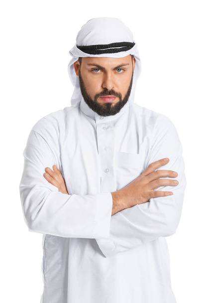 Handsome Arab man on white background - Photo, Image