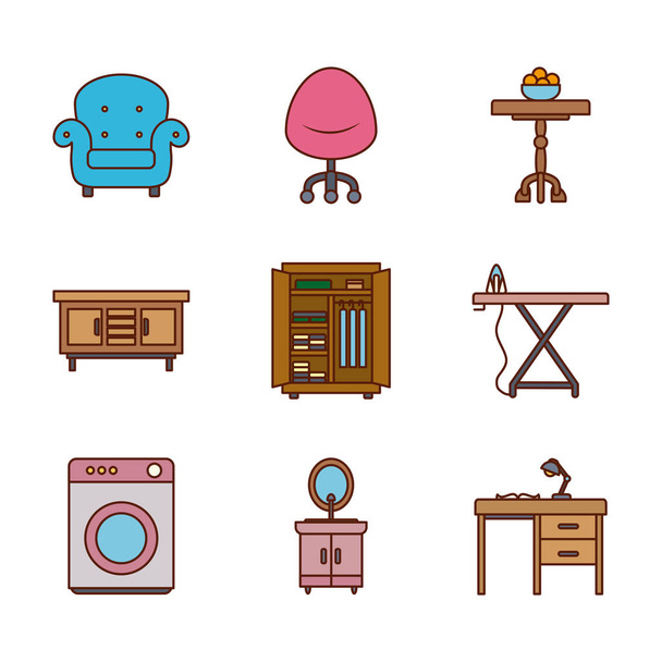 Isolated home line and fill style icon set vector design - Vector, Image