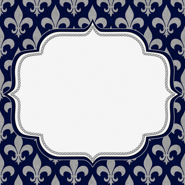 Blue and Gray Fleur De Lis Textured Fabric Background - Photo, Image