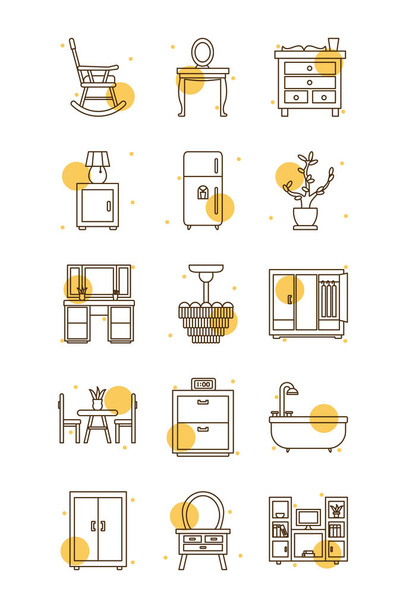 Isolated home block and line style icon set vector design - Vector, Image