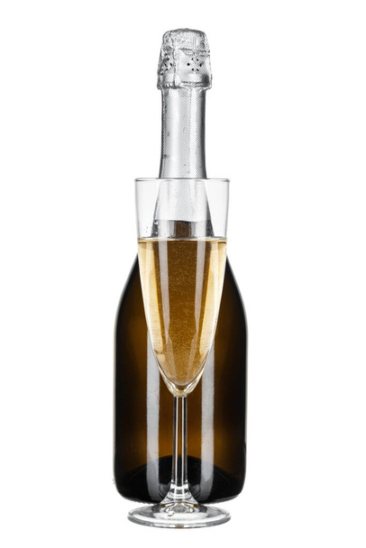 bottle of champagne isolated on white - Φωτογραφία, εικόνα