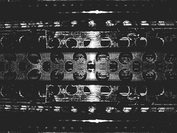 Détresse métal rayé plaque vectorielle texture avec des trous ronds. Illustration EPS8. Fond grunge noir et blanc
. - Vecteur, image