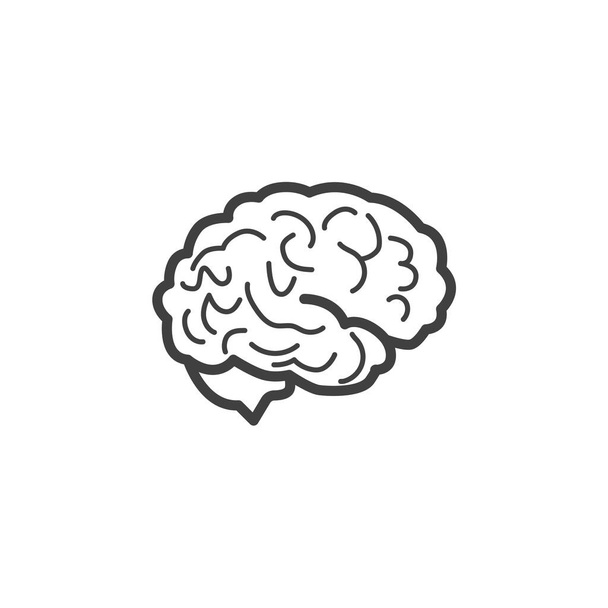 İnsan beyni çizgisi simgesi. Mobil konsept ve web tasarımı için doğrusal biçim işareti. Beyin taslağı vektör simgesi. Zeka sembolü, logo çizimi. Vektör grafikleri - Vektör, Görsel