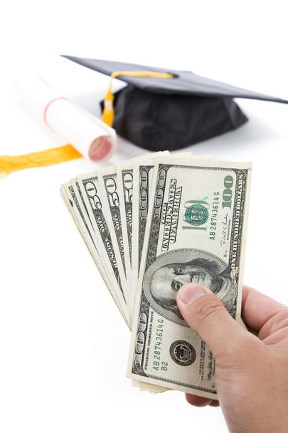 Black Mortarboard and dollar - Photo, image