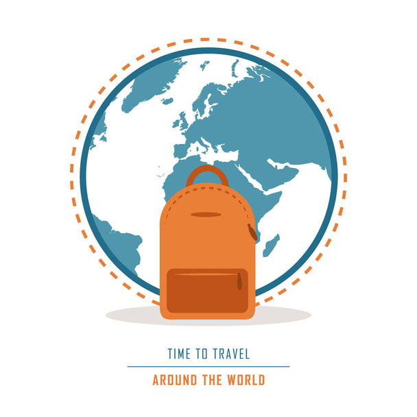 час подорожувати по світу з рюкзаком
 - Вектор, зображення
