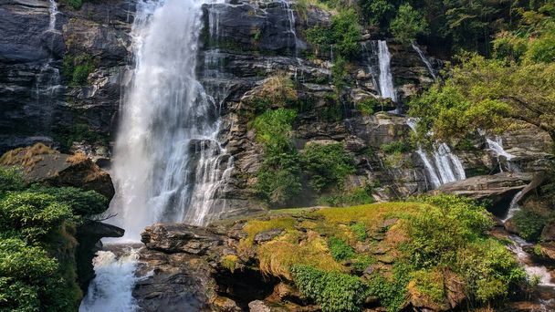 Wachirathan Waterfall at Doi Inthanon National Park, Mae Chaem District, Chiang Mai Province, Thailand. Mobile photo - Zdjęcie, obraz