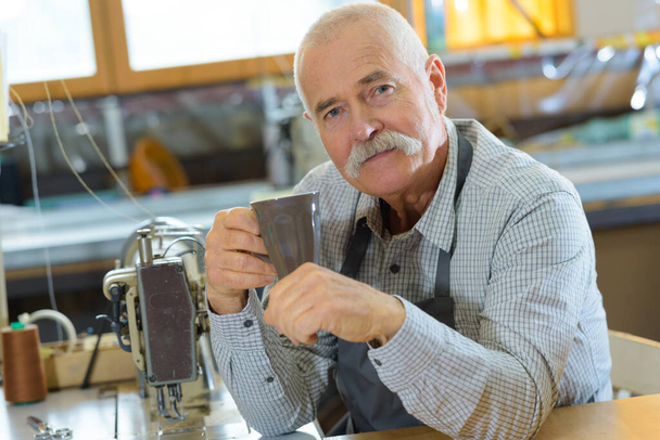 a senior man coffee shop - Photo, image