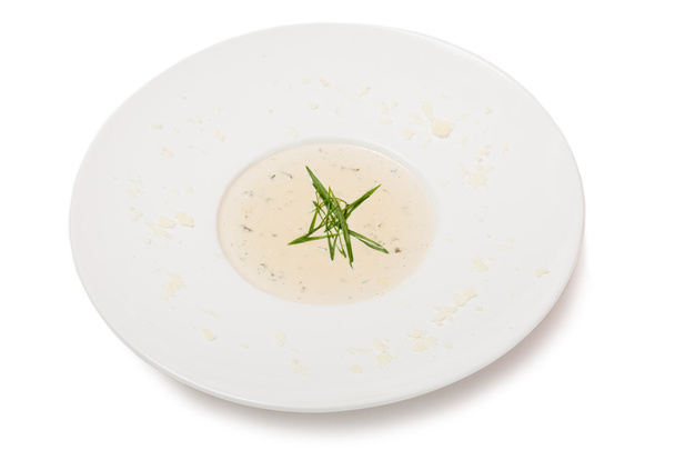 Crema de sopa de champiñones con crema y croutons
 - Foto, imagen