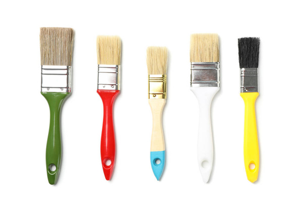 Different paint brushes isolated on white background - Photo, Image