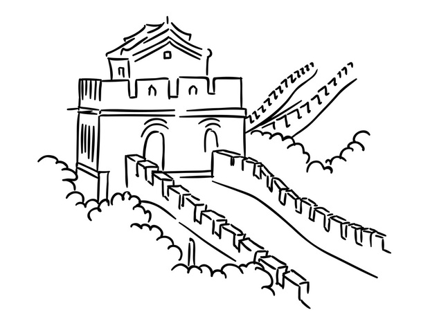 Great Wall in China - Vector, Image